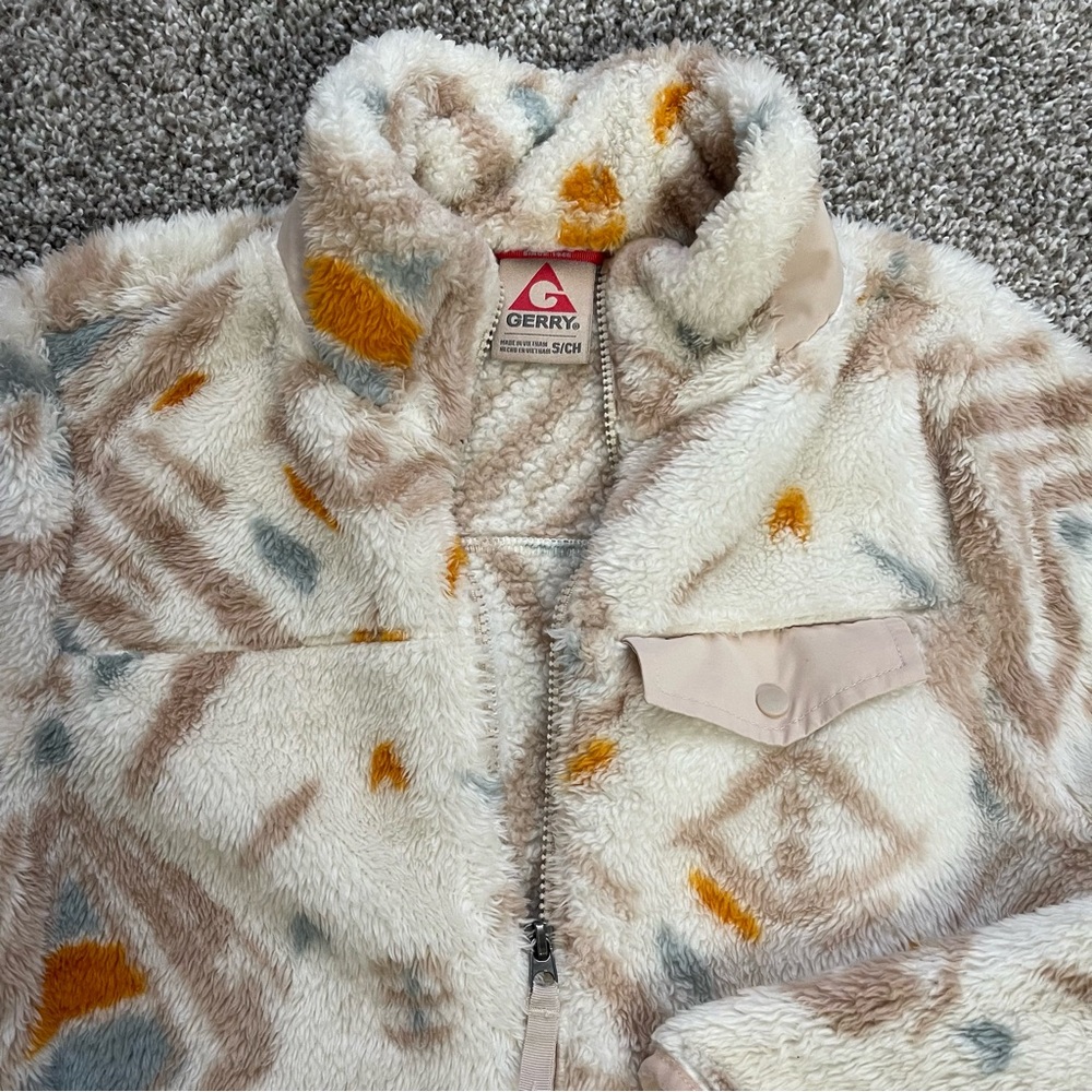 GERRY Printed Teddy Sherpa Fleece Full-Zip Jacket Size S Small